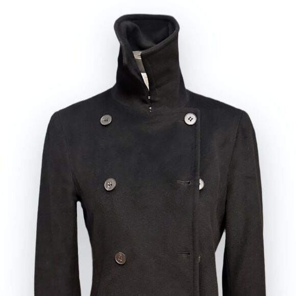 Theory Luxury Black Wool Angora Cashmere Double Breasted Coat S USA Early Y2K - Picture 6 of 11